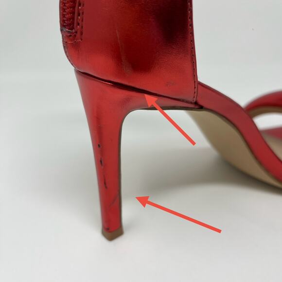 Steve Madden Partay Ankle Strap Stiletto Dress Sandals Womens 7.5 Red Metallic - Picture 9 of 10